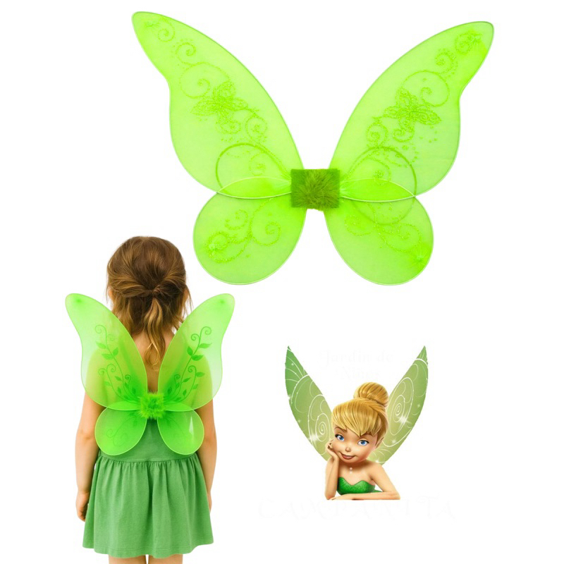 Asa Verde de fada borboleta 52cm para festa fantasia infantil princesa decoracao surpresa em Oferta na Shopee