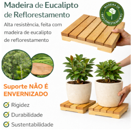Detalhes do Suporte madeira 40x40cm para Vaso, Gás de Cozinha Bujão (IDEAL), Modular, Rodízio Kit 1 a 4 Unidades