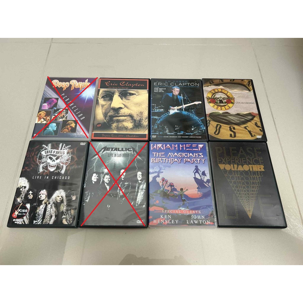 Promoção Lote 6 DVDS Eric Clapton Guns N' Roses Uriah Heep Wolfmother itens de coleção particular conforme última a foto