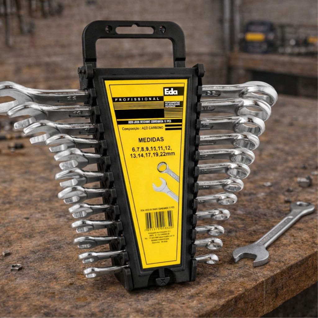 Kit Chaves Combinadas Com 12 Peças Bandeja 6-22 Mm Eda 0gw Mecânico Oficina Reparação Automóveis Ferramenta Profissional