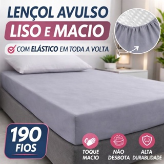 Lençol Avulso Com Elástico Cama Casal Solteiro 190 Fios em Oferta na Shopee