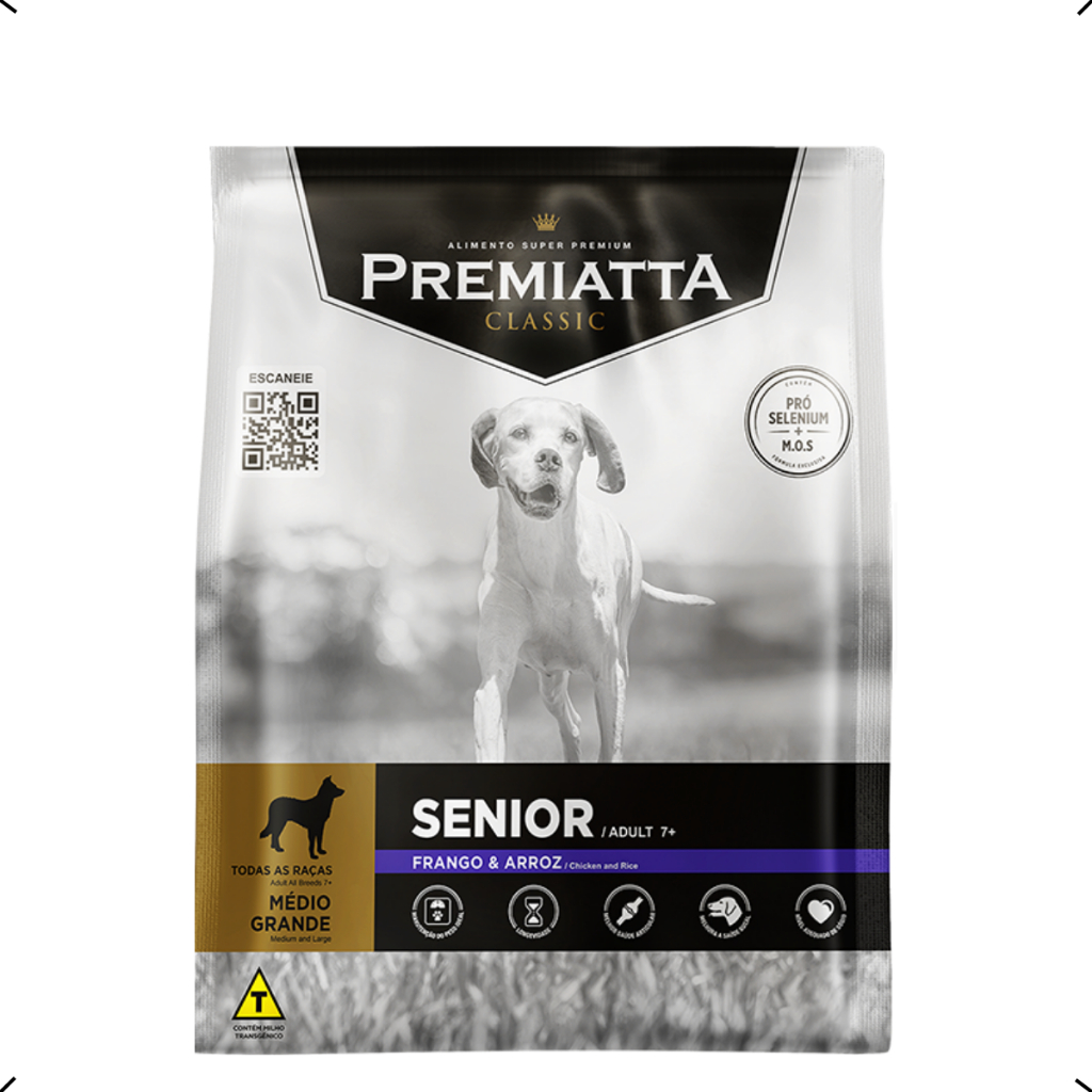 RAÇÃO PREMIATTA CLASSIC SENIOR RAÇA MEDIA E GRANDE 15KG