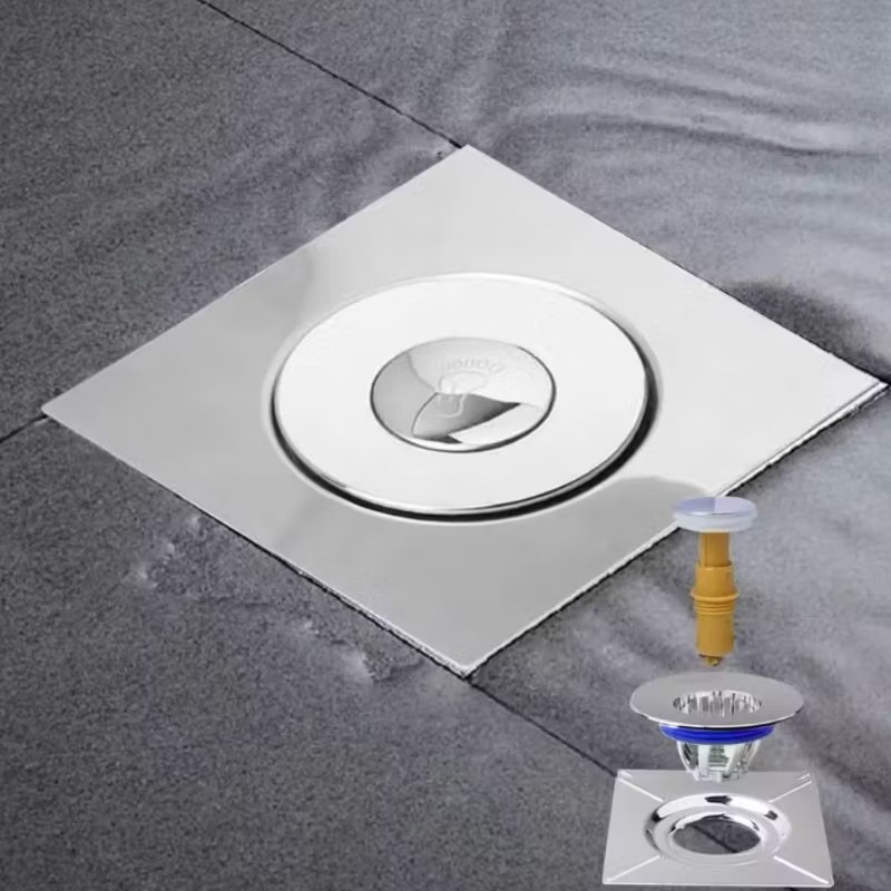 Ralo Click Inteligente 10x10 Cm Quadrado Redondo Inox Cromado - Veda Cheiro Banheiro Casa Cozinha