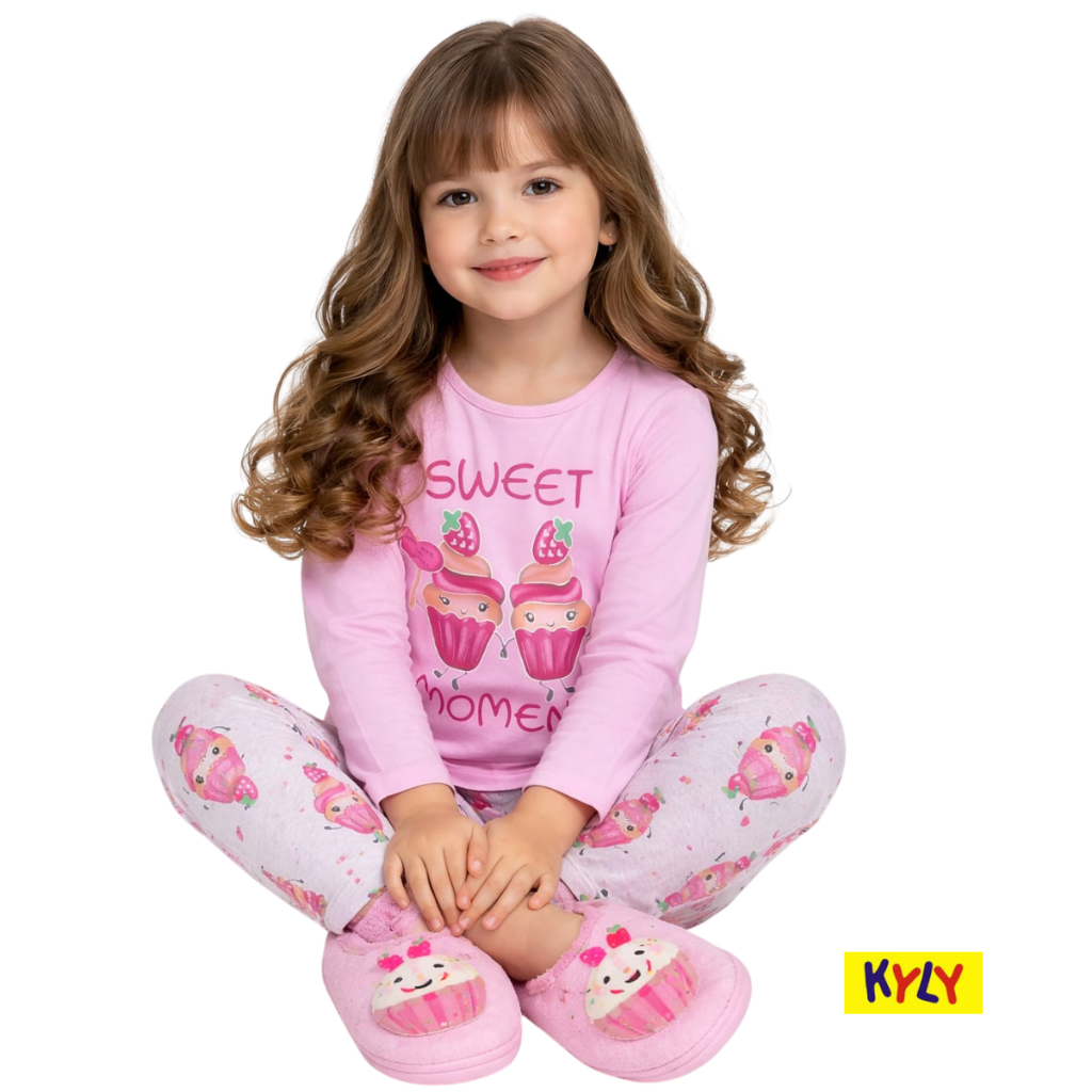 Pijama infantil menina em malha com estampa que brilha no escuro Kyly 4/12  1000863