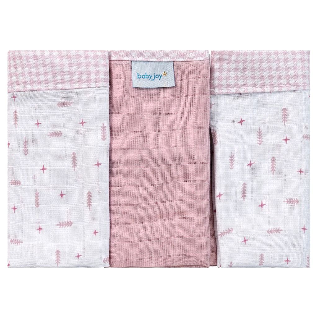 Kit Fralda Lisa e Estampada com bainha e debrum Baby Joy Classicos 3 unidades Incomfral