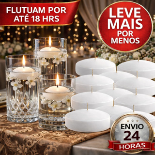 KIT Velas Flutuante Branca Decorativa Até 18 Horas Decoração de Festa Evento Centro de Mesa em Oferta na Shopee