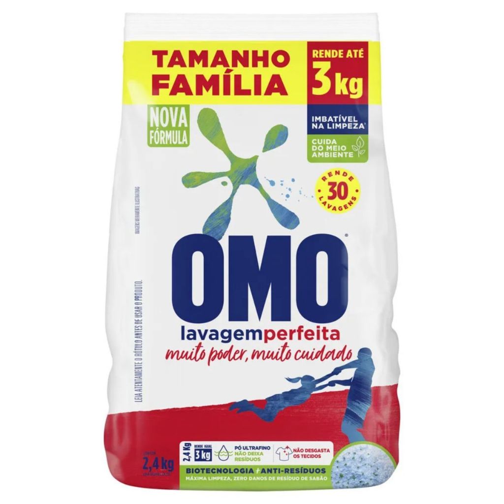 Omo Sabão Em Pó Limpeza Profunda Tamanho Família Pacote 2,4KG