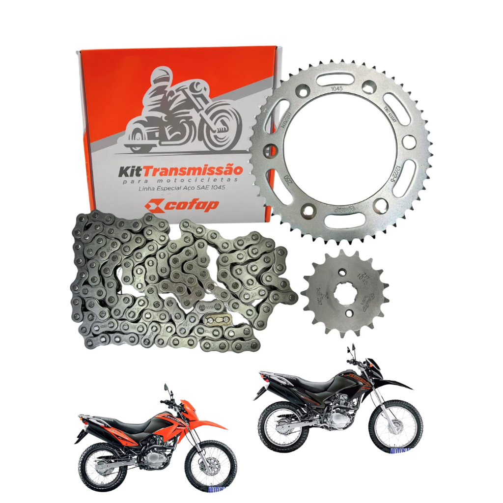 Kit Relação Transmissão Bros 150 2004 2005 2006 2007 2008 2009 2010 2011 2012 2013 2014 2015 Cofap