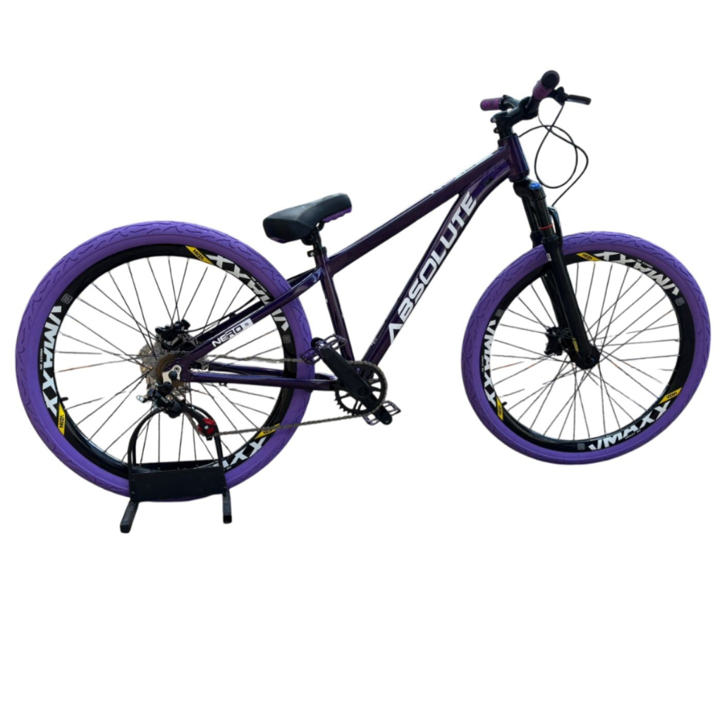 Bicicleta Aro 26 Absolute Nero 5 Freios Hidraulicos Aro Vmaxx 26 Monomarcha Pneu Flame Roxo