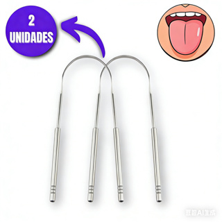 Kit 1/2/3 Limpador de Lingua Removedor Aço Inox mal hálito em Oferta na Shopee