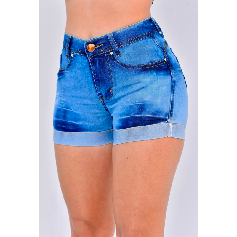 Short Jeans Feminino lycra elastano barra comportado em Oferta na Shopee