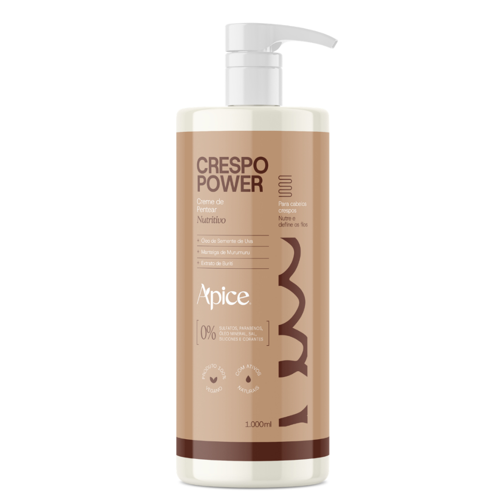 Apice Apse Creme de Pentear Nutritivo Crespo Power Nutrição Proteção Térmica Filtro Solar 1L