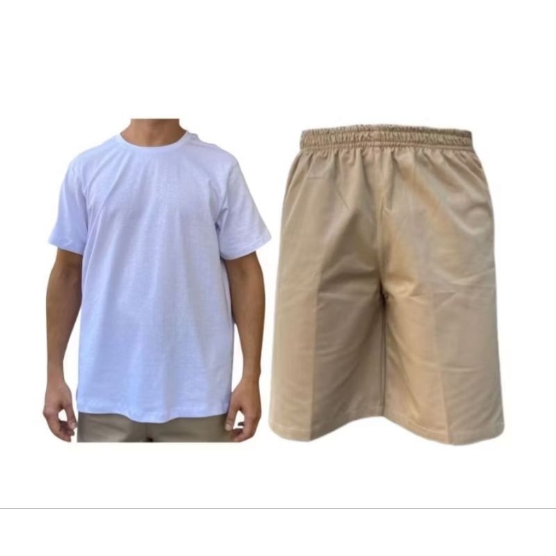 Kit Masculino 2 Peças CDP Cadeia – 1Camisetas Algodão + 1 Bermudas Brim em Oferta na Shopee
