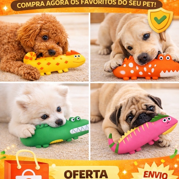 Mordedor Pet Macio Para Cães e Gatos Em Vinil Com Som De Apito Brinquedo Seguro e Resistente