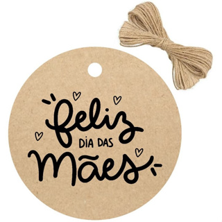 120 Tag  Redonda Kraft 4cm Com Cordão De Rami em Oferta na Shopee