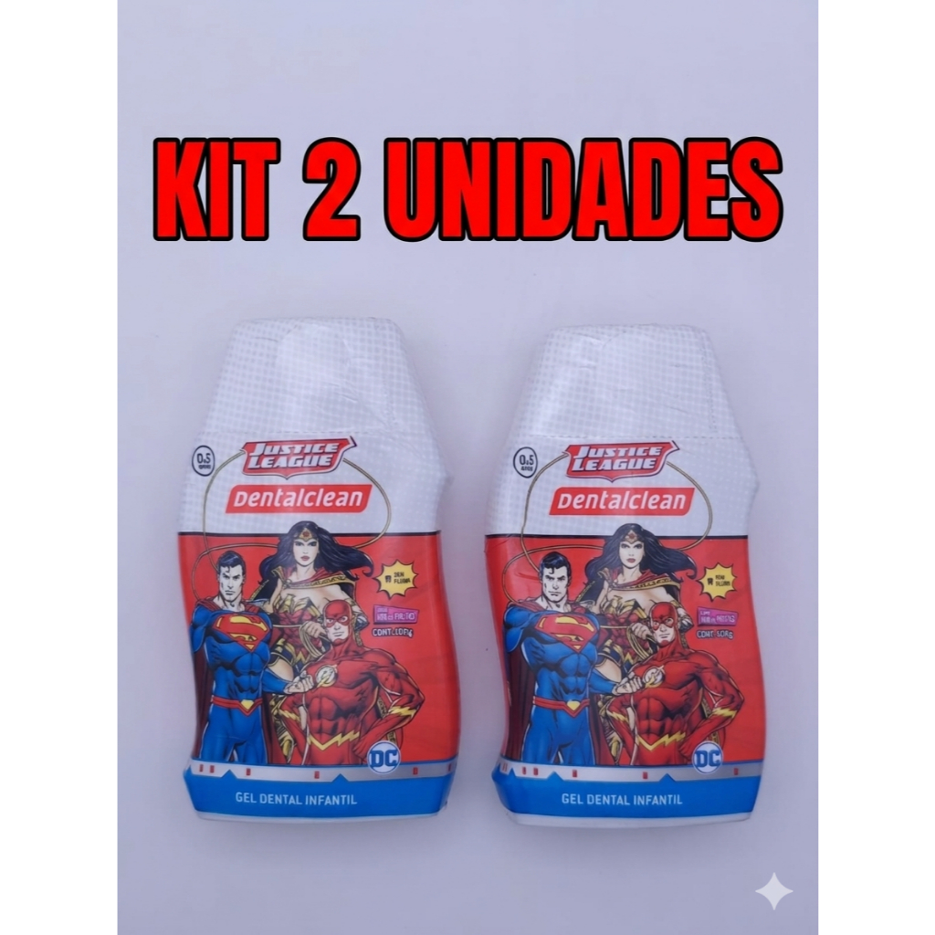 GEL DENTALCLEAN INFANTIL SEM FLÚOR LIGA DA JUSTICA MIX DE FRUTAS 100g KIT 2 UNIDADES