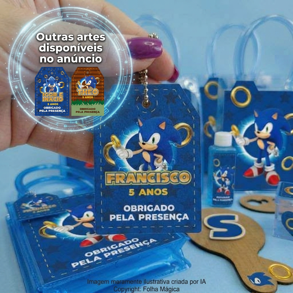 TAG Lembrancinha/sacolinha Sonic | Cartão Agradecimento | Festa | Aniversário | Personalizados