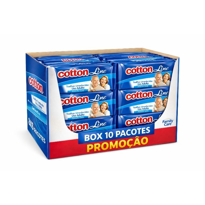 Toalhas Umedecidas Adulto Kit 10 Pacotes 40 Unid.  Cada - Cotton Line