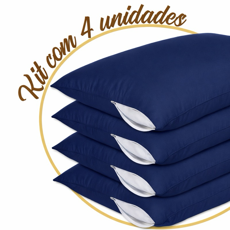 kit 4 Capas Protetora Fronha Travesseiro com Ziper - Diversas Cores AntiÁcaro Proteção / 2pçs e 4pçs