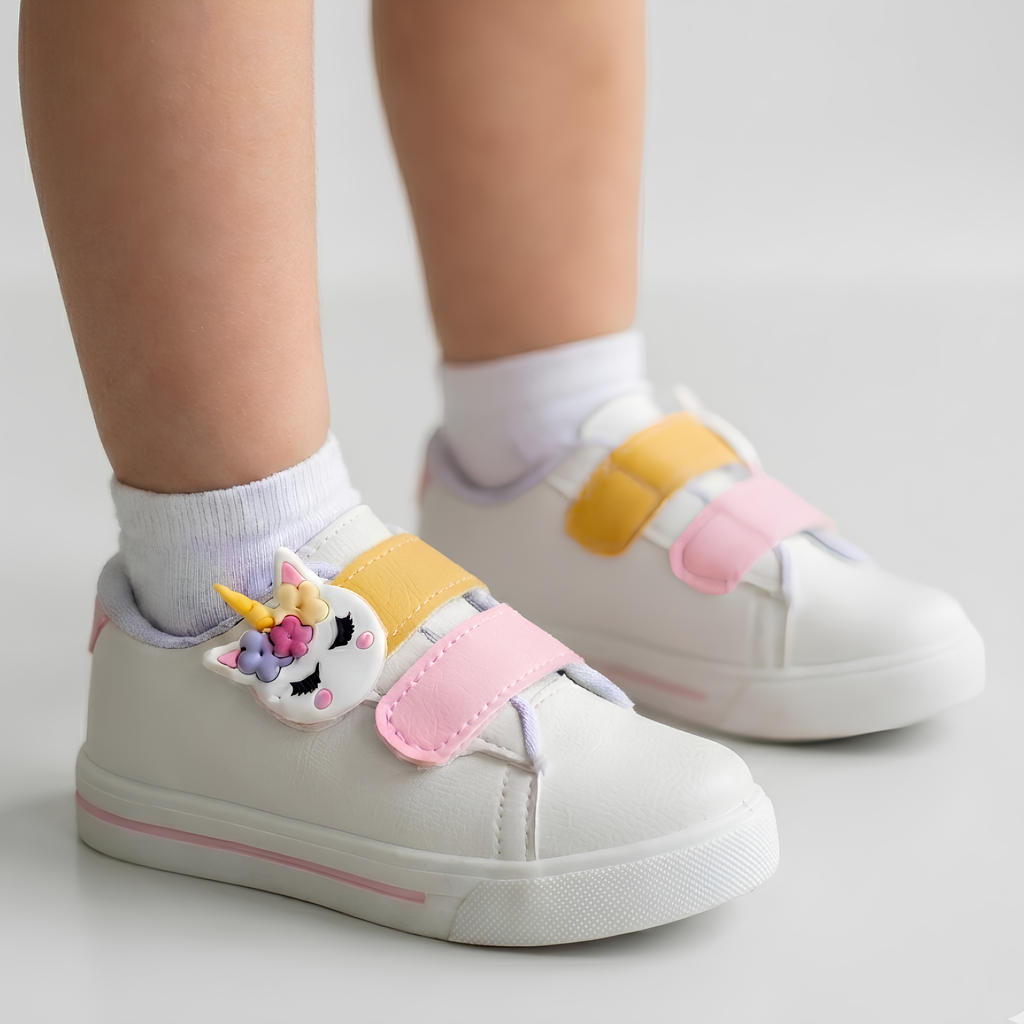 Tênis Infantil Menina Unicórnio Estiloso Antiderrapante Volta as Aulas Confortável Casual com Velcro em Oferta na Shopee