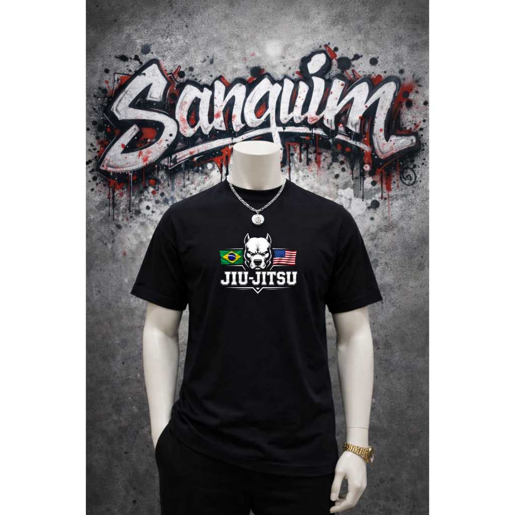 Camisetas Básicas Jiu Jitsu Masculina 100% Algodão Reforço Ombro a Ombro Camiseta Unissex Masculina Feminina