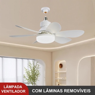 Ventilador Lâmpada De Teto LED Silencioso, com Controle Remoto,6 Hélices, Bivolt Lâmpada de ventilador  E27/60W/80W/120W em Oferta na Shopee