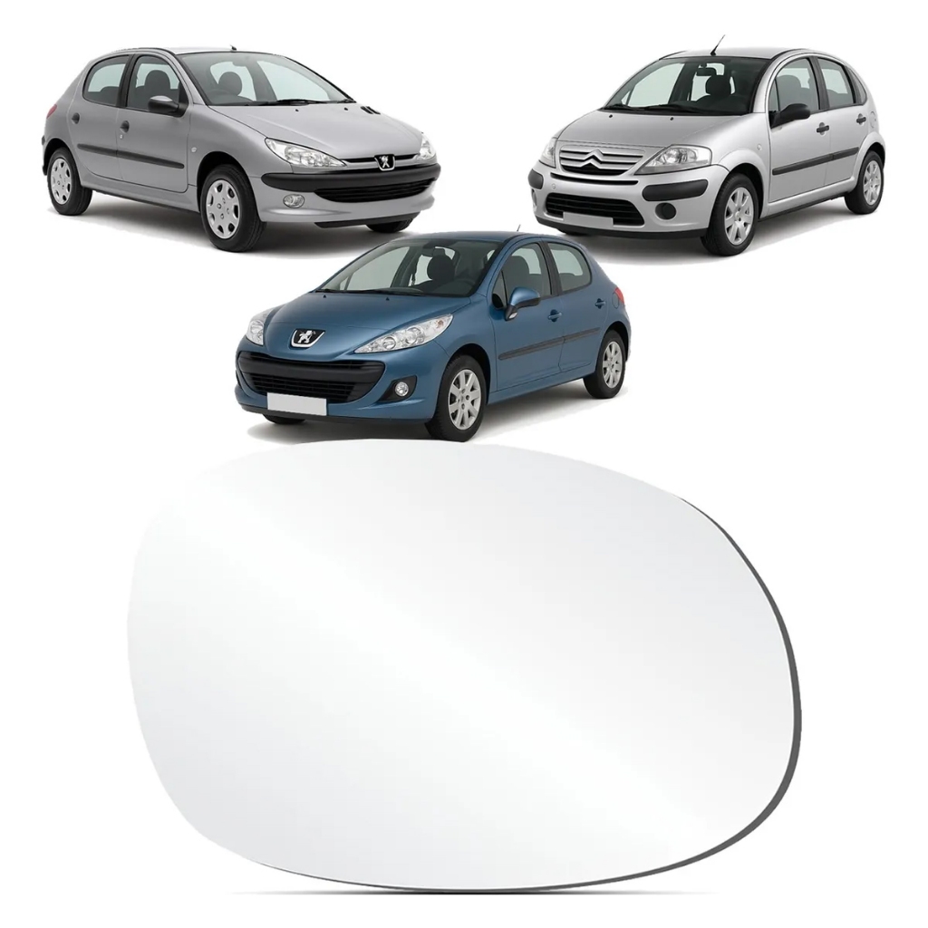 Lente Retrovisor C3 2002 A 2012 Peugeot 206 207 Com Base
