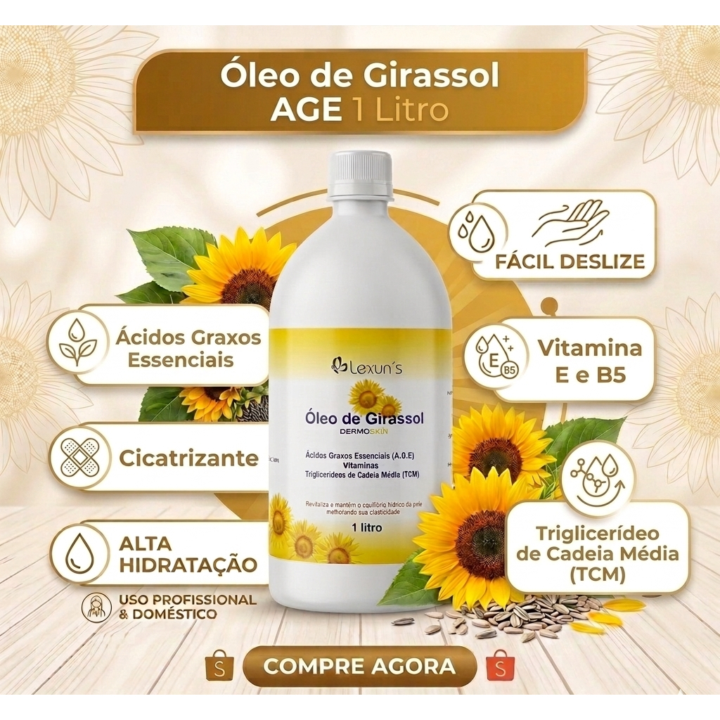 Óleo de Girassol Cicatrizante - 01 Litro em Oferta na Shopee