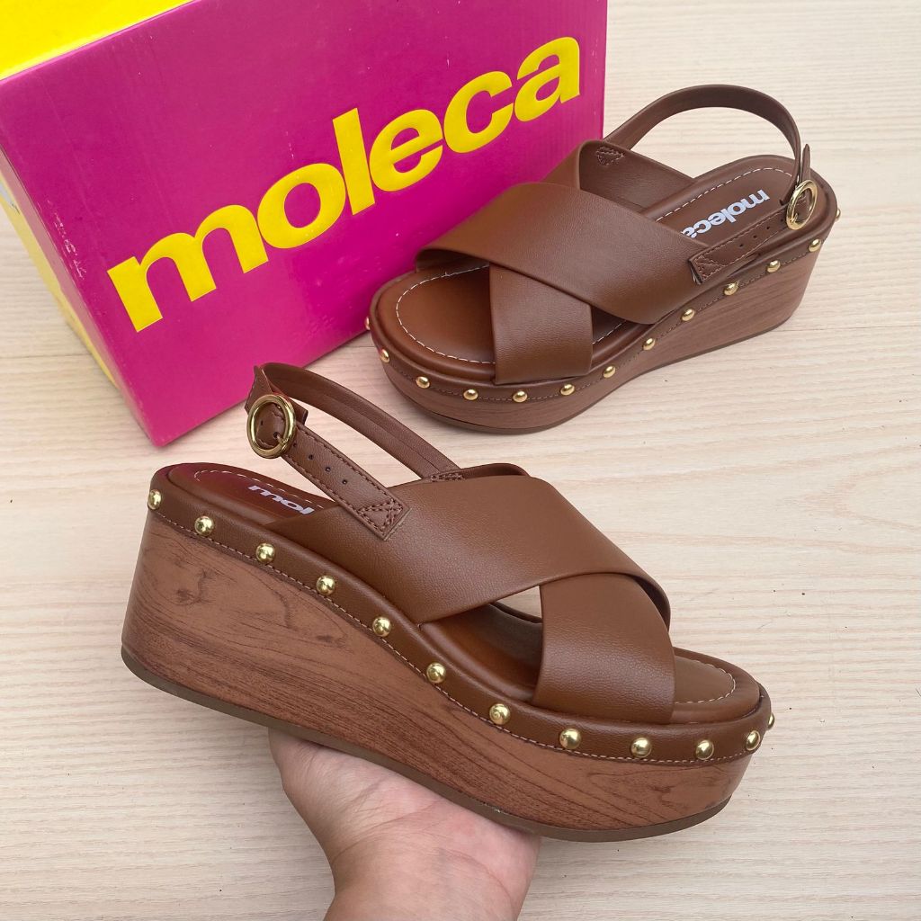 Sandália Tamanco Feminina Moleca Plataforma Leve Confortável Acolchoada Moda Verão Esfera
