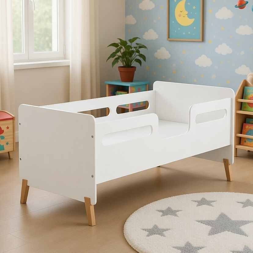 Mini Cama Cecilia Montessoriana Infantil Juvenil Com Proteção Lateral  MDF Resistente + Colchão D18