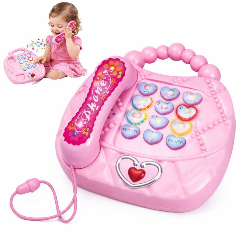 Telefone Rosa Musical Infantil Diversas Músicas E Luzes