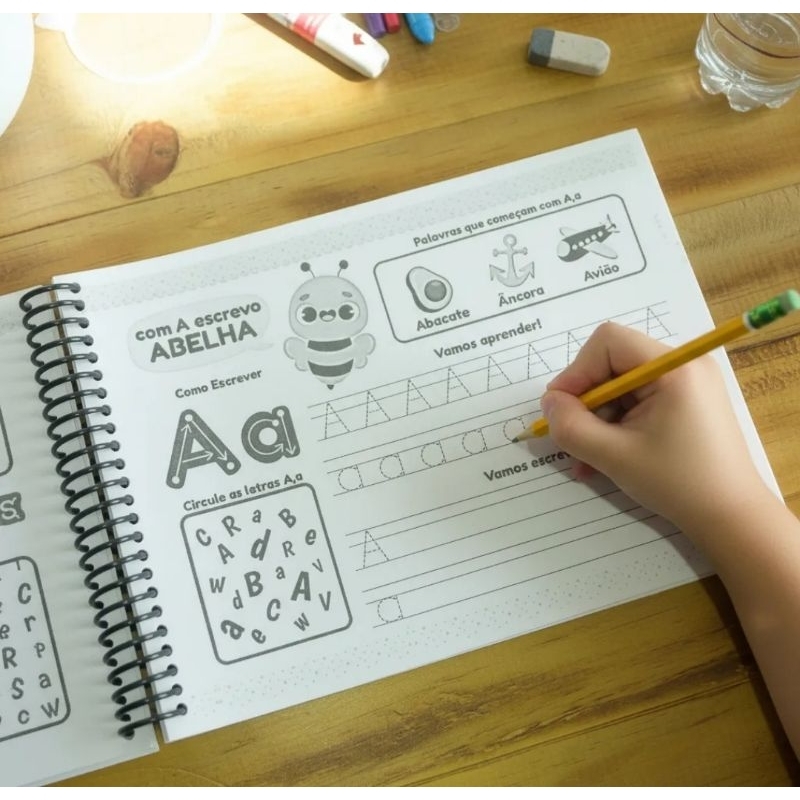 Caderno de Caligrafia infantil alfabetização A a Z + atividades