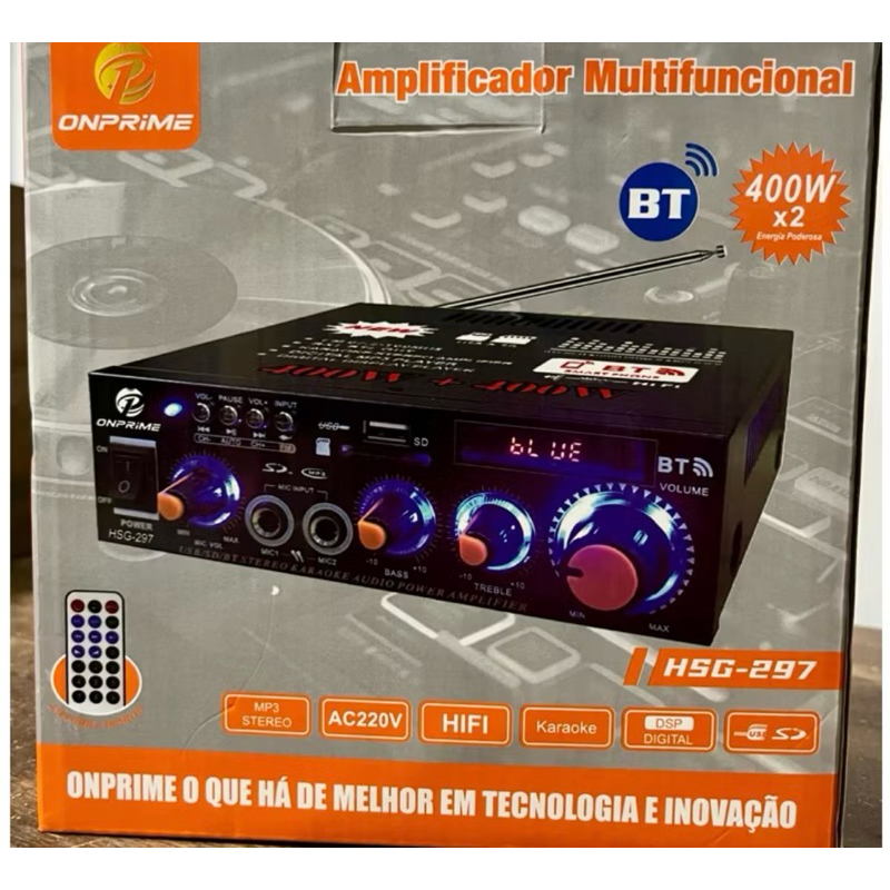 Super Amplificador potente de 800W HSG-297 220V pega microfone acompanha controle remoto karaoke