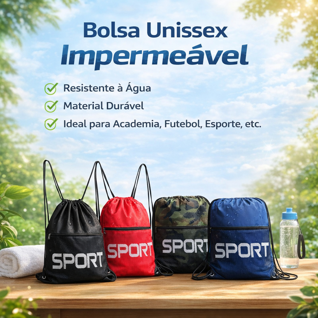 Bolsa Academia Unissex Impermeável - Preta, Rosa, Azul, Camuflado em Oferta na Shopee