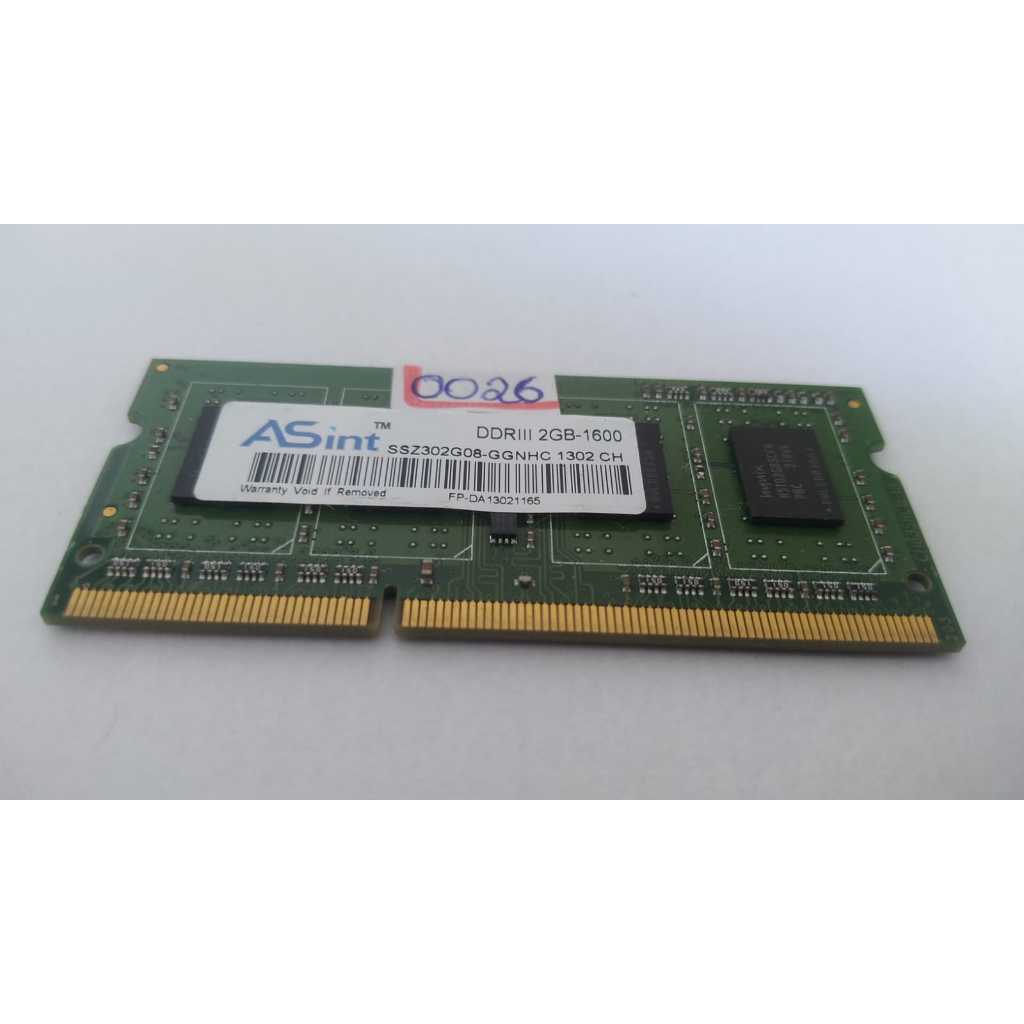 Memoria ddr3 notebook 2GB 1600mhz pc3-12800s ASint ssz302g08-ggnhc