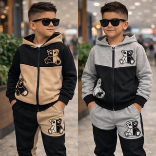 Conjunto Infantil Menino Agasalho Inverno Moletinho Calça+Casaco 4 ao 14 em Oferta na Shopee