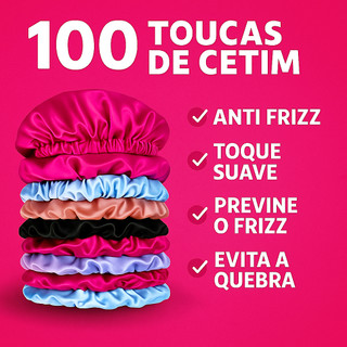 Kit 100 Toucas de Cetim,touca de cabelo,touca para cabelo,touca,touca de banho,touca pra hidratação,touca,hidratação.