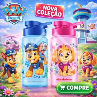 Garrafa de Água Infantil Squeeze Com Tampa Alça Patrulha Canina Menina Menino 500ml Volta as Aulas em Oferta na Shopee
