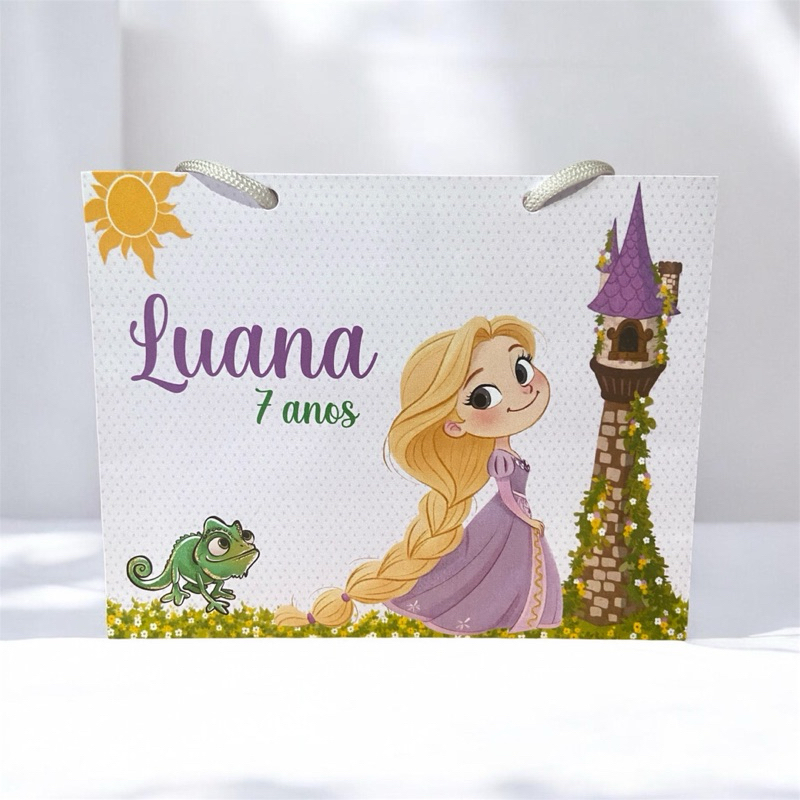 Sacolinha Rapunzel Personalizada | Sacolinha Lembrancinha de Aniversário Enrolados Rapunzel