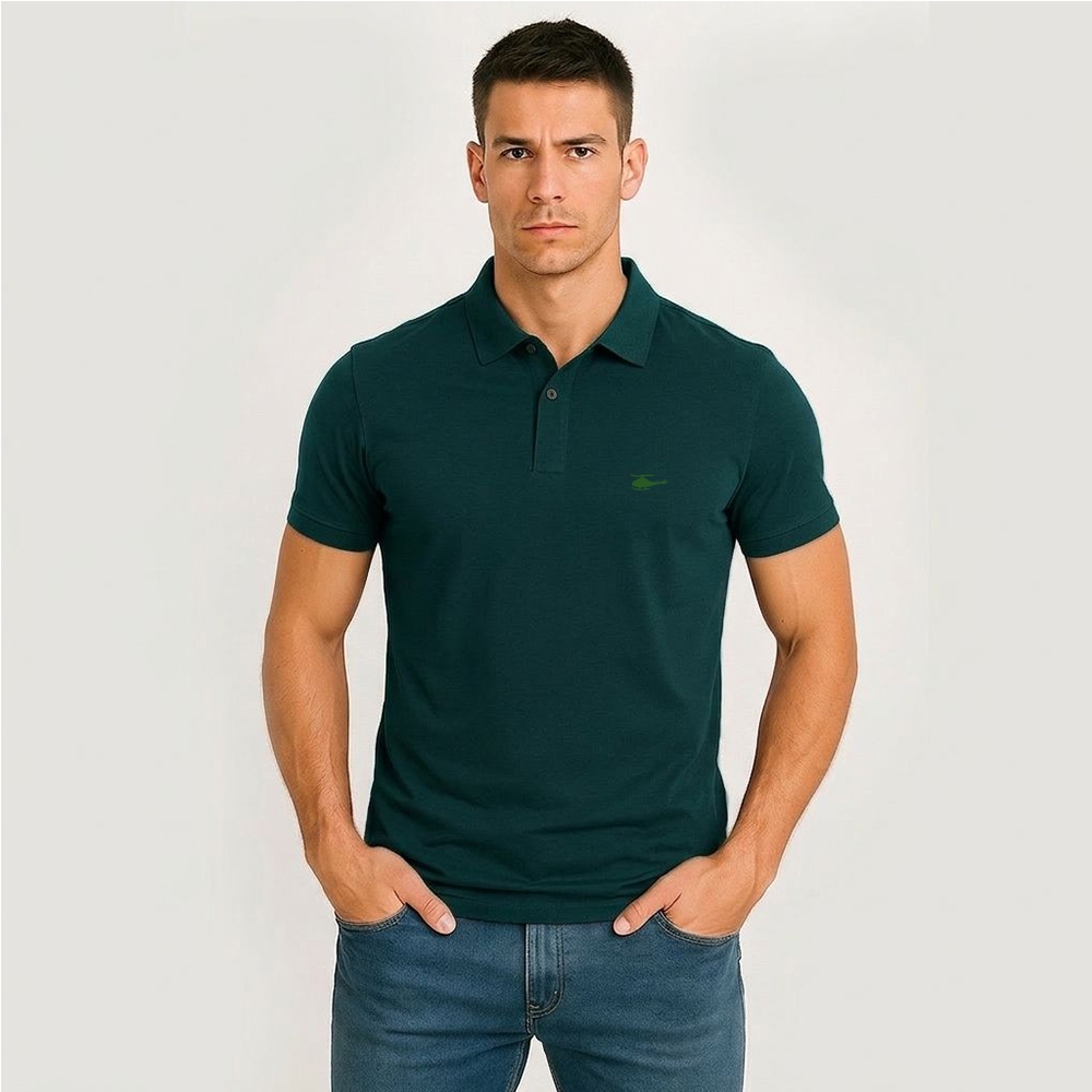 Camisa Polo Masculina Básica Sallo Premium Verde Escuro em Oferta na Shopee