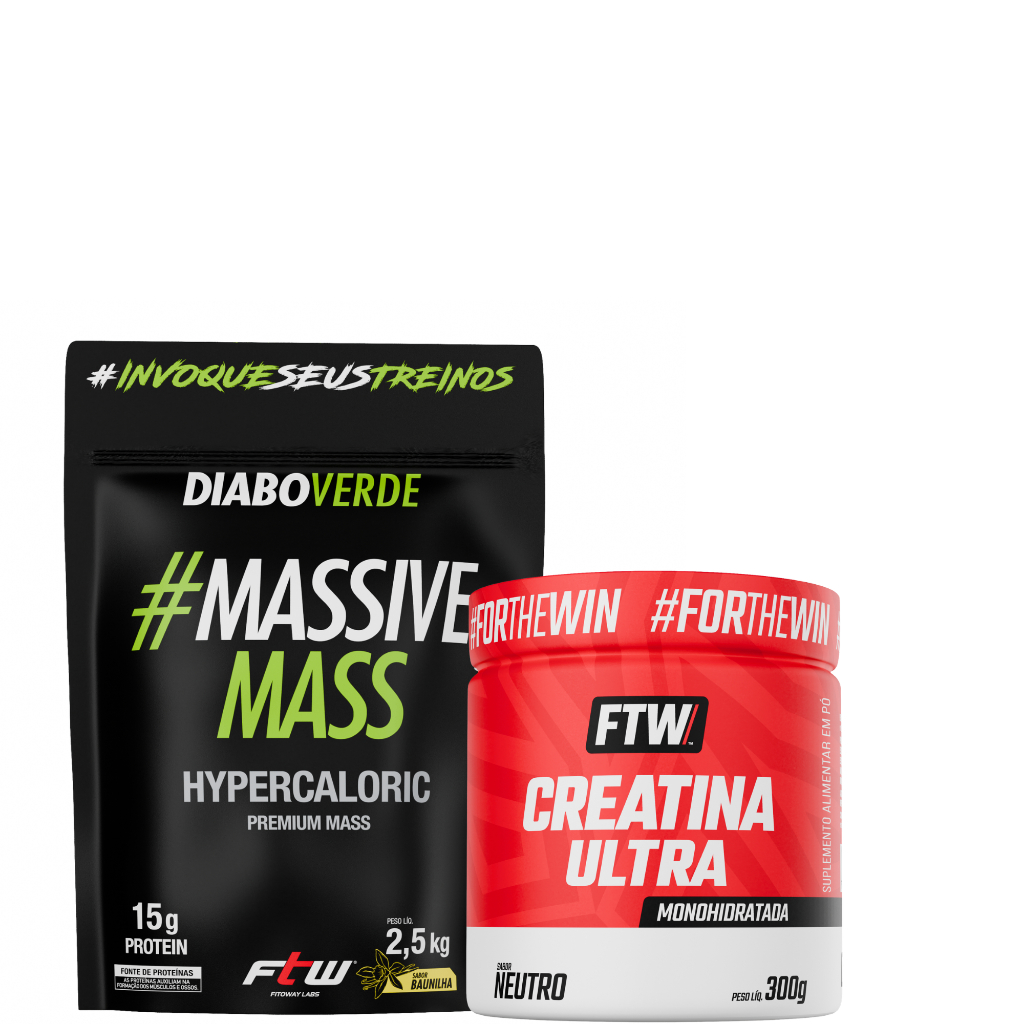 Kit Creatina Ultra Pote 300g + Diabo Verde Massive Mass 2,5Kg