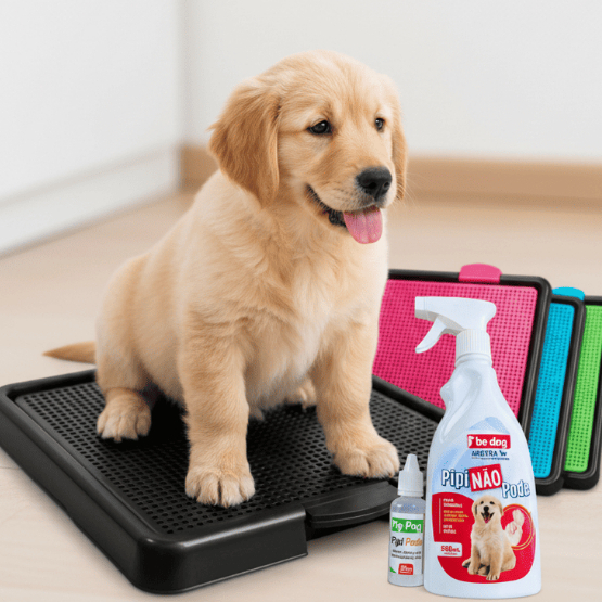 Kit Sanitário Tapete Higiênico Lavável Banheiro Grande Pet + Educador Xixi Pode Sim e Não para Cães e Gatos