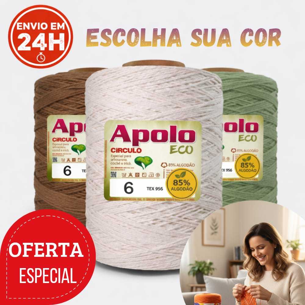 Barbante Círculo Apolo Eco N° 6 Com 1.800 kg 85% Algodão - Escolha sua Cor Para Tapetes e Macramê - Envio Imediato. em Oferta na Shopee