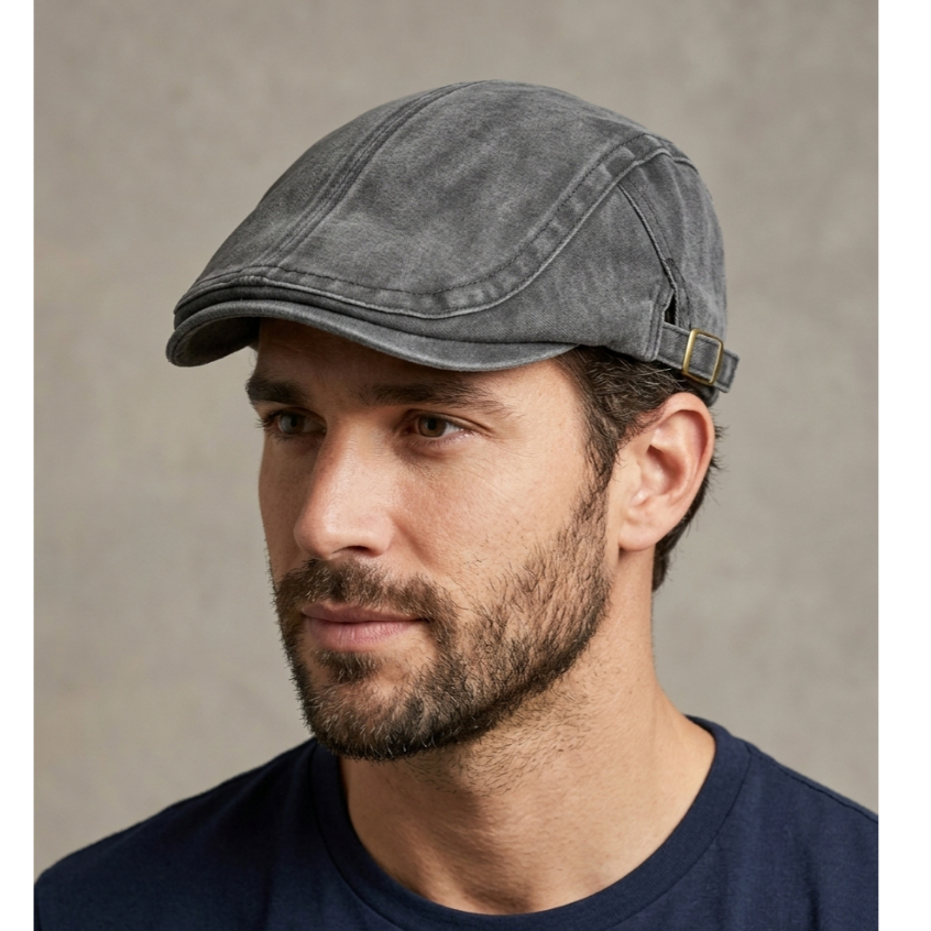 Boina Masculina e Feminina Estilo Italiana Retrô Chapéu Duckbill Sarja Lavada Vintage Ajustável Casual Premium em Oferta na Shopee