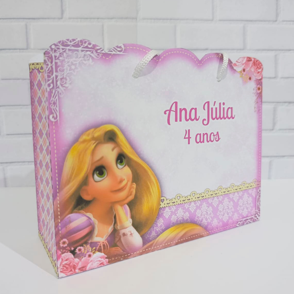 Sacola Rapunzel/Enrolados Personalizada com nome e idade Pegue e Monte
