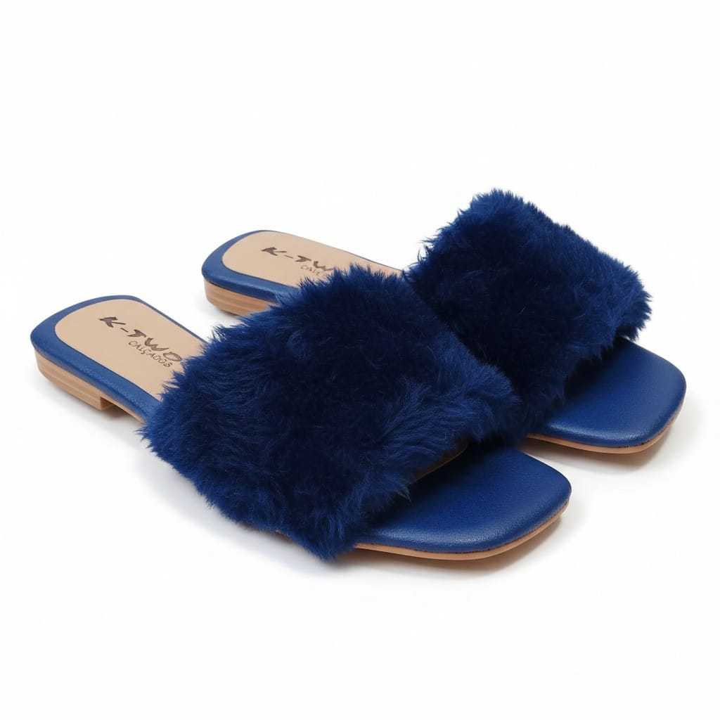 Pantufa Rasteirinha Pelúcia Luxo, Bico aberto, Rasteira com Pelinho Feminina - Chinelo de Quarto,  Do 34 ao 40