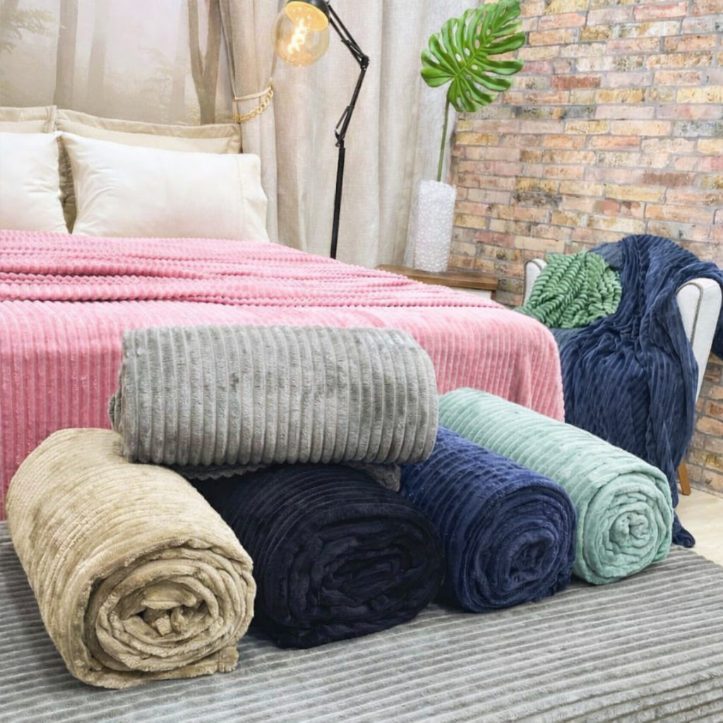 Cobertor Manta Casal Macia Microfibra Quentinha Canelada Fofinha 1,80 x 2,0m