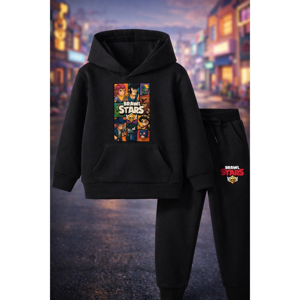 Conjunto Brawl Stars Exclusivos Infantil Jogo Game Moletom Blusa Calça Algodão Casual Roupa Menino Menina