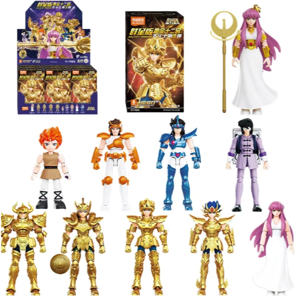 Blokees Boneco Articulado Cavaleiros do Zodiaco Saint Seya Galaxy Version 3 Caixa Surpresa Versão 3