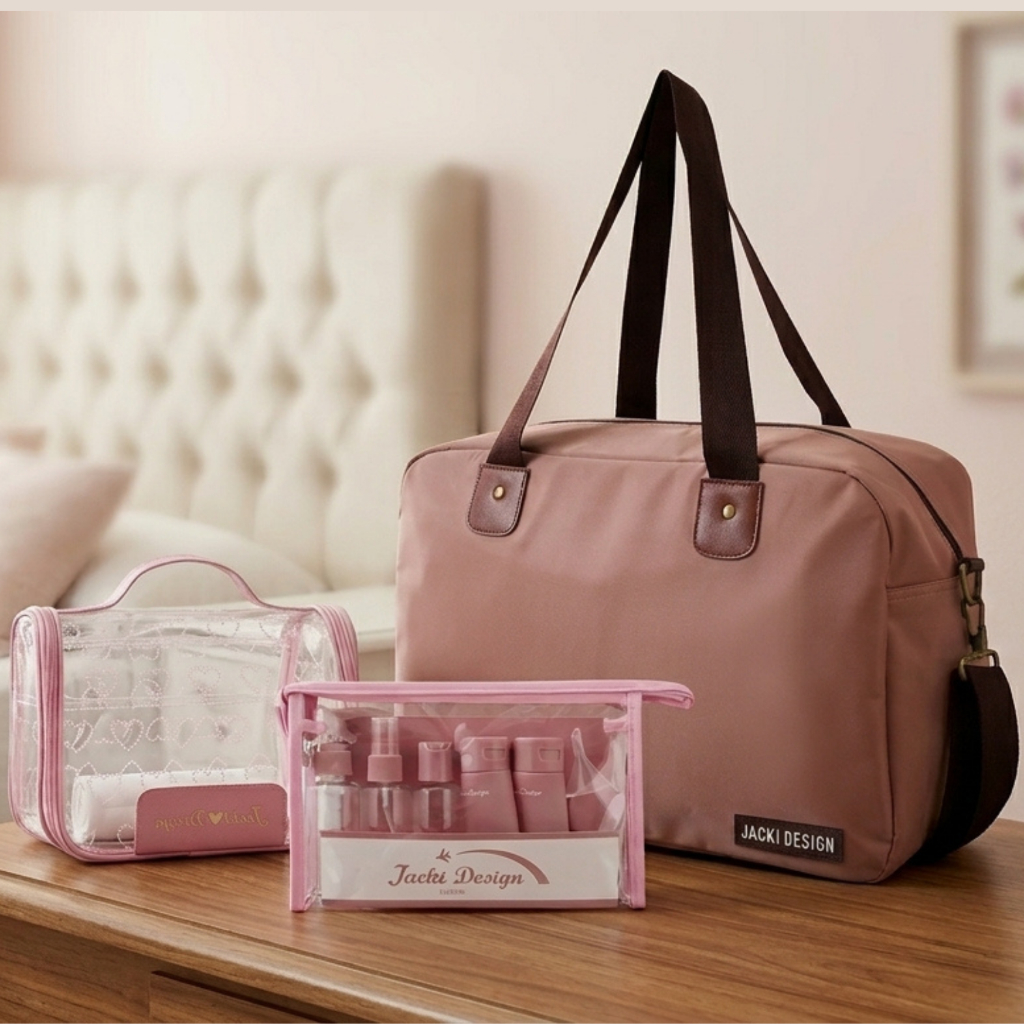 Kit Bolsa + Necessaire  + Conjunto de Frasco com melhor Custo-Beneficio para Viagem e passeio